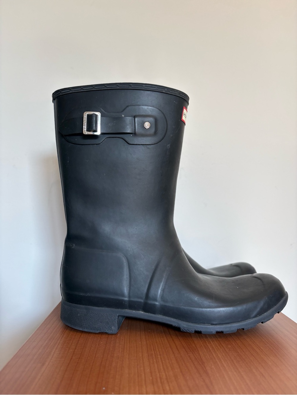 Hunter Black Original Tour Short Wellies Rain Boots Packable Travel Size 11